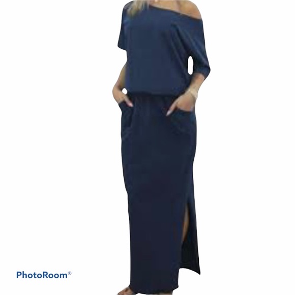 Half Sleeves Split Pocketed Maxi Dress main image 1